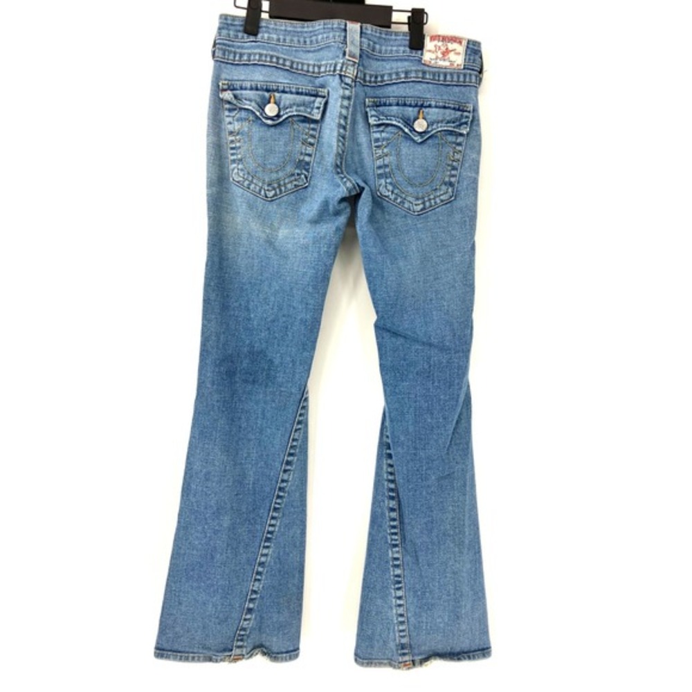 True Religion Joey Flare Jeans Medium Wash Low Rise Twisted Seam Size 31‎ USA - Picture 2 of 3